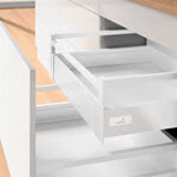 Internal pot-and-pan drawer 100 with railing, height 144 mm