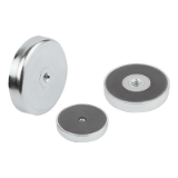 K1394 - Shallow pot magnets with internal thread hard ferrite