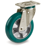 TR-Roll polyurethane wheels with round ergonomic profile, aluminium centre, heavy-duty brackets (PT)