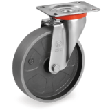 SRP/NL - Cast iron solid wheels, swivel top plate bracket type "NL"