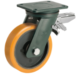 SRP/EE HD FR - Solid polyamide 6 wheels,swivel top plate bracket type "EE HD" with brake