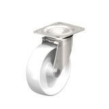 LEX-PO - Stainless steel swivel castor with top plate fitting and ‘stop-fix’ brake, nylon wheel